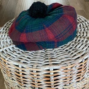 Tweedmill tartan plaid hunting newsboy hat with pom pom British made